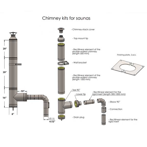 Leisurecraft chimney elbow kit for side-exit sauna installation