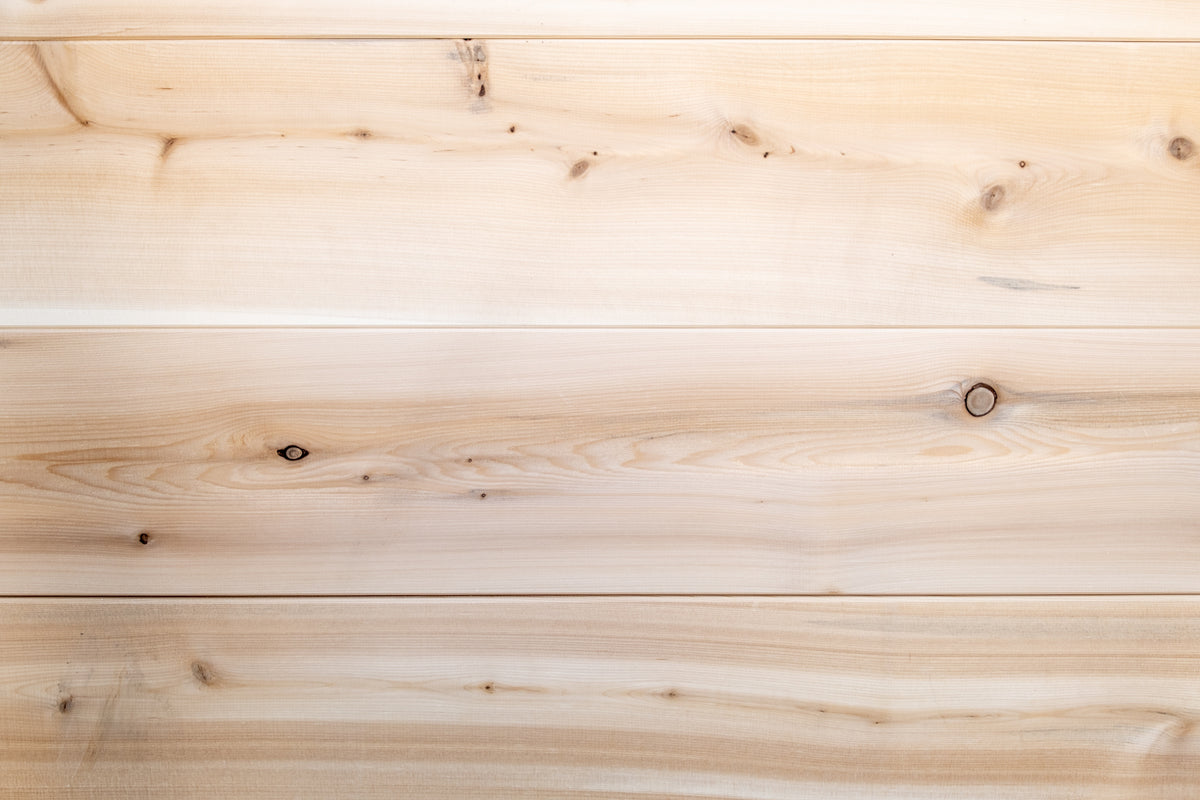 Close-up of MiniPOD cedar wall boards and natural grain